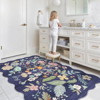 Skiennix 4x6 Living Room Area Rug - Washable Boho Non-Slip Floral Carpet for High Traffic Areas | Purple