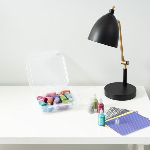 IRIS USA Paper Storage Cases - Thick 6" x 6" Portable Organizers with Built-In Handle | Clear 8-Pack for Crafts & Documents