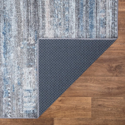 Bloom Rugs Washable Non-Slip 5' x 7' Rug - Gray/Blue/Blush Modern Abstract Area Rug for Living Room, Bedroom, Dining Room, and Kitchen - Exact Size: 5' x 7'