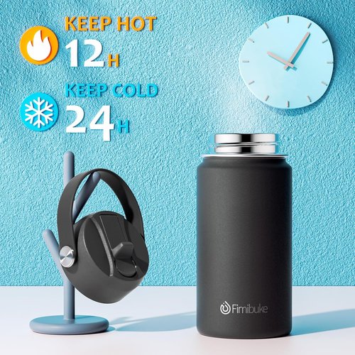 Fimibuke Kids Insulated Water Bottle - 14oz BPA-Free Double Wall Tumbler | Leak-Proof with Straw (2 Pack, Midnight Rose)