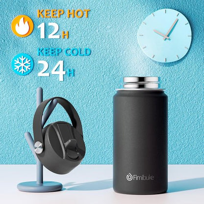 Fimibuke Kids Insulated Water Bottle - 14oz BPA-Free Double Wall Tumbler | Leak-Proof with Straw (2 Pack, Midnight Rose)