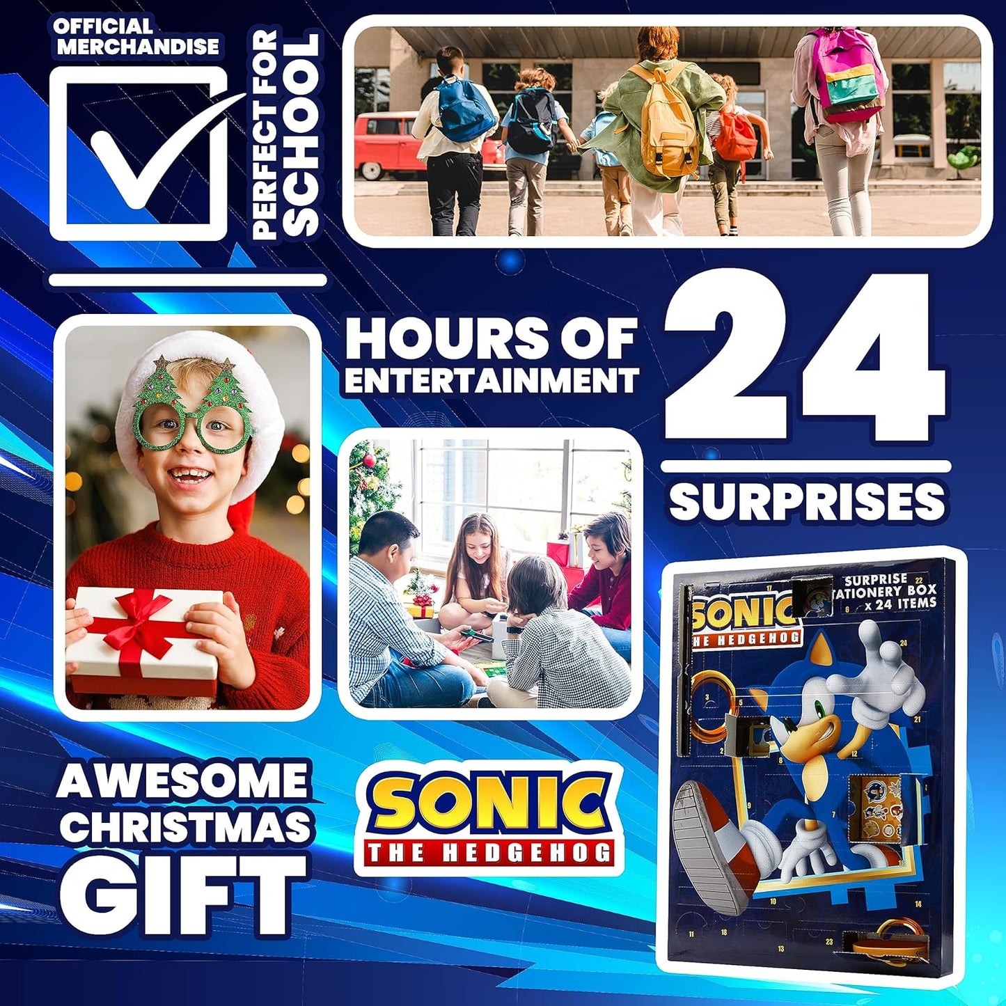 Sonic the Hedgehog Advent Calendar 2025 - 24 Surprise Items, Keychains & Stickers | Perfect Xmas Gift for Boys