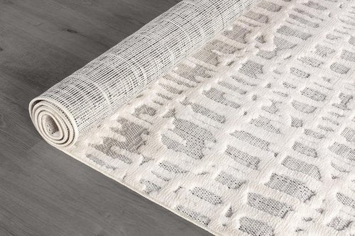 Beverly Rug Micro Loop Area Rug Gray/White 8x10 Abstract Modern Luxury Irregular Grid Durable Soft Indoor Rugs for Living Dining Room Office Stain Resistant Non Shedding Casual Indoor Carpet 8 x 10