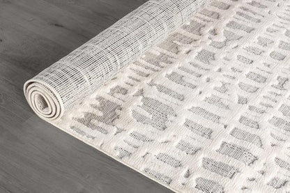 Beverly Rug Micro Loop Area Rug Gray/White 8x10 Abstract Modern Luxury Irregular Grid Durable Soft Indoor Rugs for Living Dining Room Office Stain Resistant Non Shedding Casual Indoor Carpet 8 x 10