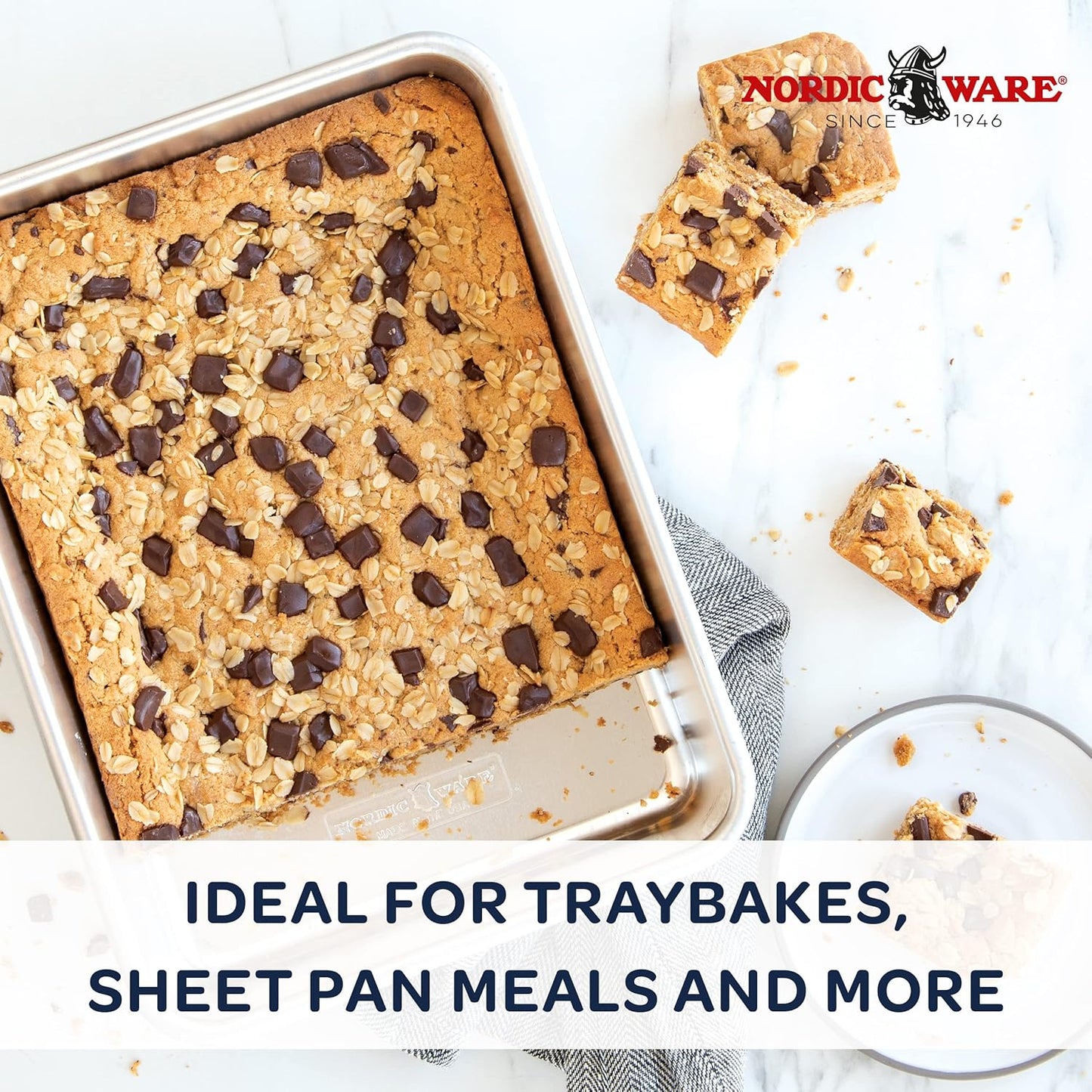 Nordic Ware Rectangular Cake Pan - Natural Aluminum, Perfect for Baking | 12.9 x 9.5 x 2.5 Inches