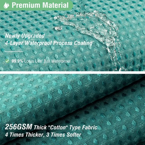 Dynamene Extra Long Shower Curtain - 84 Inch Long Green Fabric Waffle Weave Heavy Duty Shower Curtain for Bathroom, Weighted Hotel Thick Cloth Shower Curtain Set with 12 Hooks,72x84, Seaweed Green