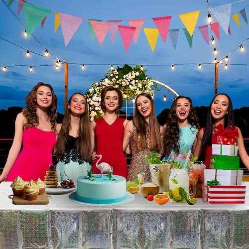 GREATRIL Disposable Silver Table Cover - Rectangle Party Tablecloths for Birthdays | 54'' x 108'' (2 Packs)