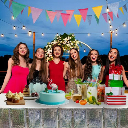 GREATRIL Disposable Silver Table Cover - Rectangle Party Tablecloths for Birthdays | 54'' x 108'' (2 Packs)