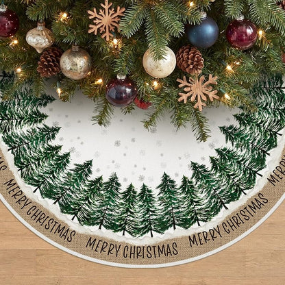 Snowflake Christmas Tree Skirt 48-Inch – Durable Polyester, Double Layer