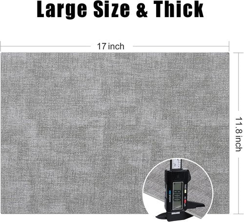 Homaxy Faux Leather Placemats - Heat Resistant & Waterproof Dining Table Mats | Set of 6, 11.8" x 17", Light Grey