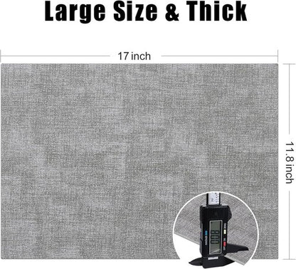 Homaxy Faux Leather Placemats - Heat Resistant & Waterproof Dining Table Mats | Set of 6, 11.8" x 17", Light Grey