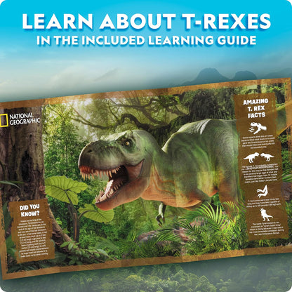National Geographic 3D T. Rex Dinosaur Puzzle - 50-Piece Motorized Model Kit with Light-Up Base & 8 Settings