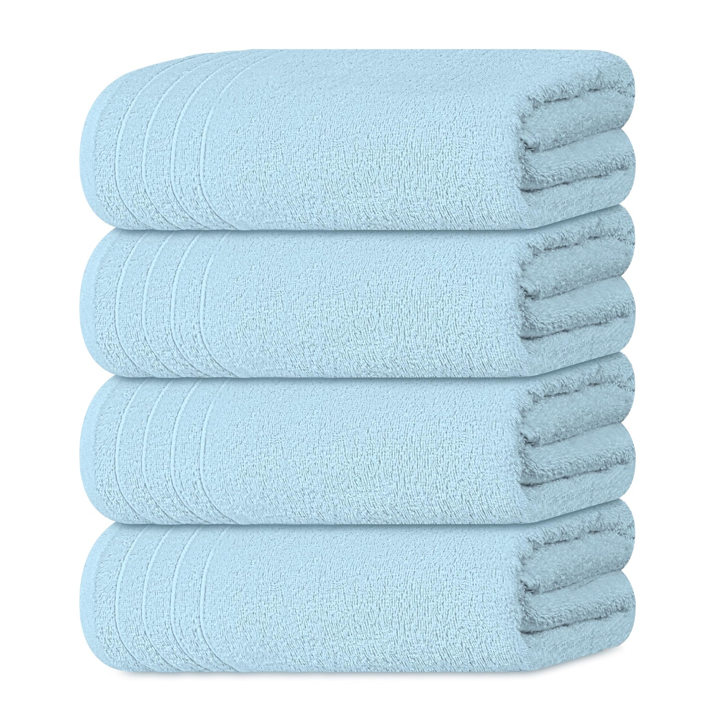 Tens Towels Pack of 4 Extra Large Bath Towels 30 x 60 Inches, 100% Cotton, Larger & Lighter Weight, Quicker to Dry, Super Soft and Absorbent, Perfect for Bathroom, Sky Blue