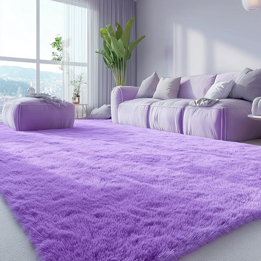 OLANLY Large Area Rug - Soft Fluffy Shaggy Carpet for Living Room & Bedroom | 9x12 ft, Purple