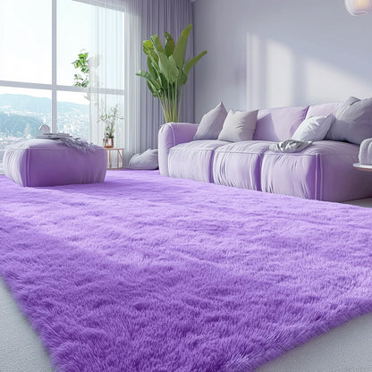 OLANLY 6x9 Machine Washable Large Area Rugs for Living Room, Bedroom, Soft Fluffy Shaggy Bedside Rug, Indoor Floor Carpet for Kids Girls and Boys, Dorms, Nursery, Home Decor Aesthetic, Purple