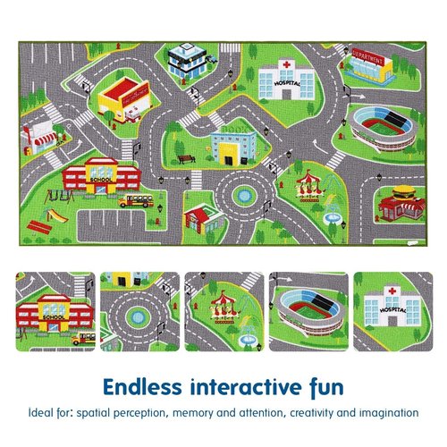 Booooom Jackson Car Rug-Car Mat for Kids Toy Cars -Car Rugs for Kids Toy Cars-Road Rug-Kids Car Rug Play Mat-Car Track Carpet-Car Play Mat-Car Play Rug-Race Car Floor Mat-Kids Car Playmat Rug