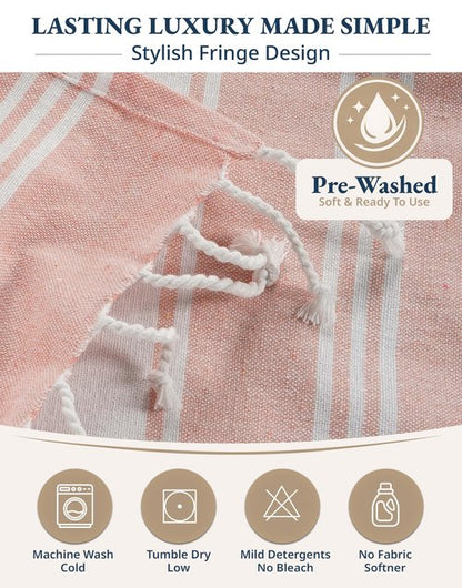 LANE LINEN Beach Towels 4 Pack - Beach Towels Oversized, Pre-Washed Extra Large Beach Towel, Quick Dry, No Sand Beach Towel, Pool Towels for Adults, 39"x71" - Quartz Pink