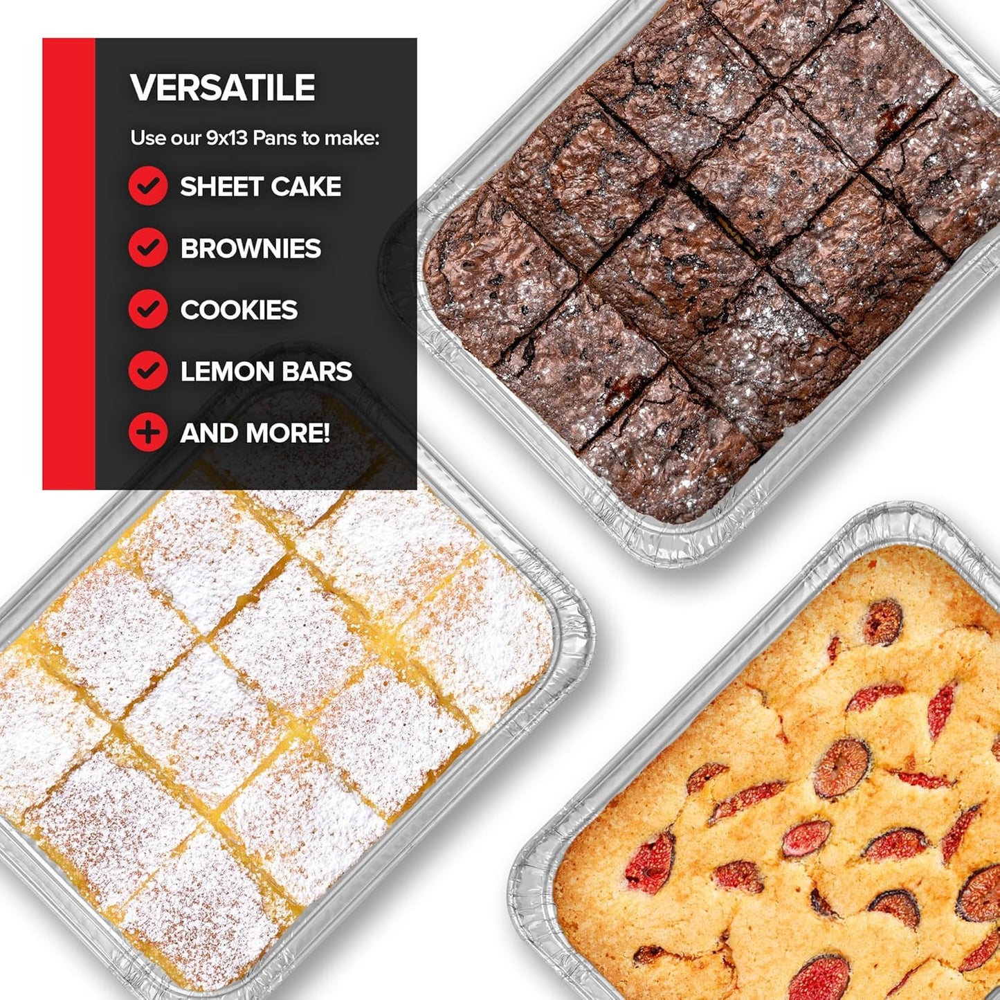 Regine Switzerland Disposable Aluminum Pans - Heavy Duty 9x13 Baking Tins | 30 Pack for Cookies & Brownies