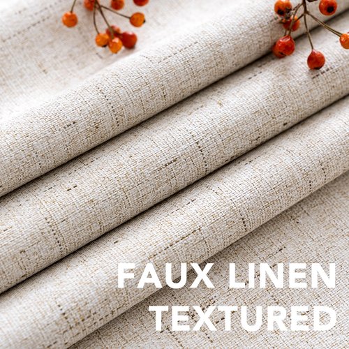H.VERSAILTEX Linen Blackout Curtains 54 Inches Long 100% Blackout Thermal Insulated Textured Linen Look Curtain Draperies Anti-Rust Grommet, Energy Saving with White Liner, 2 Panels, Natural