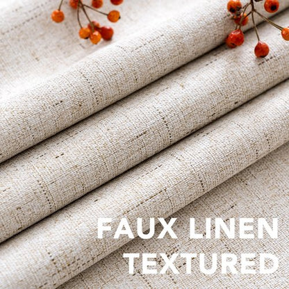 H.VERSAILTEX Linen Blackout Curtains 54 Inches Long 100% Blackout Thermal Insulated Textured Linen Look Curtain Draperies Anti-Rust Grommet, Energy Saving with White Liner, 2 Panels, Natural