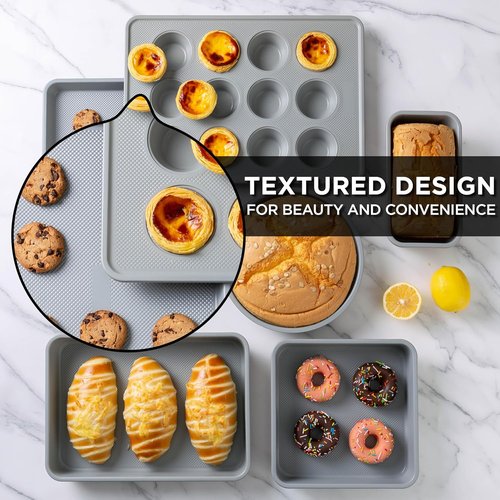 Country Kitchen Nonstick Bakeware Set - Durable & Easy Release, 6-Piece Black Stackable Set