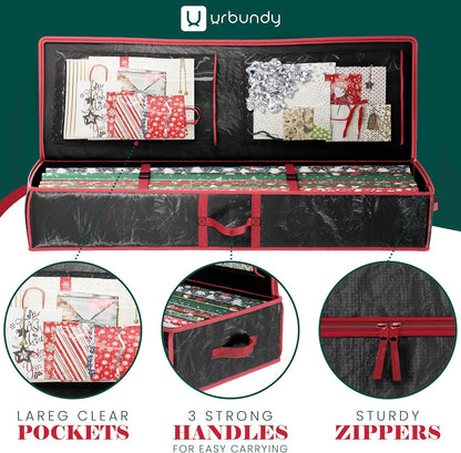 Regine Switzerland Heavy Duty Wrapping Paper Organizer - Black Storage Bag for Gift Bags & Decorations