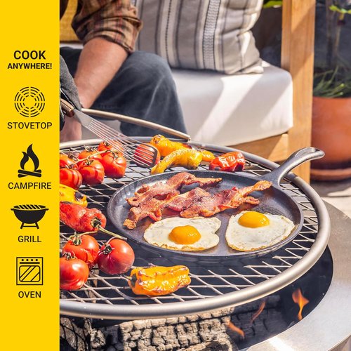 Lodge Round Cast Iron Griddle - Pre-Seasoned, Non-Toxic Cookware - 10.5 Inch Versatile Pan for Stovetop, Oven & Grill