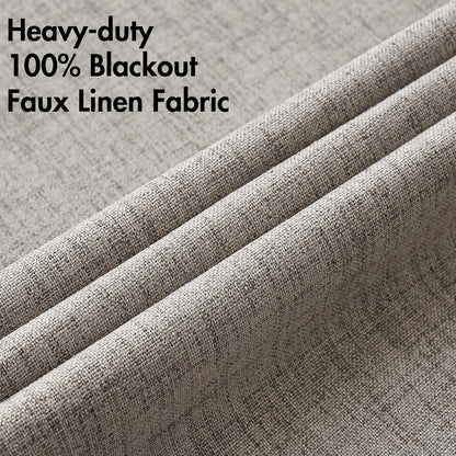 MIULEE 100% Blackout Linen Textured Curtains - Thermal Insulated Room Darkening Drapes | Warm Taupe, 52 x 120 Inch (2 Panels)
