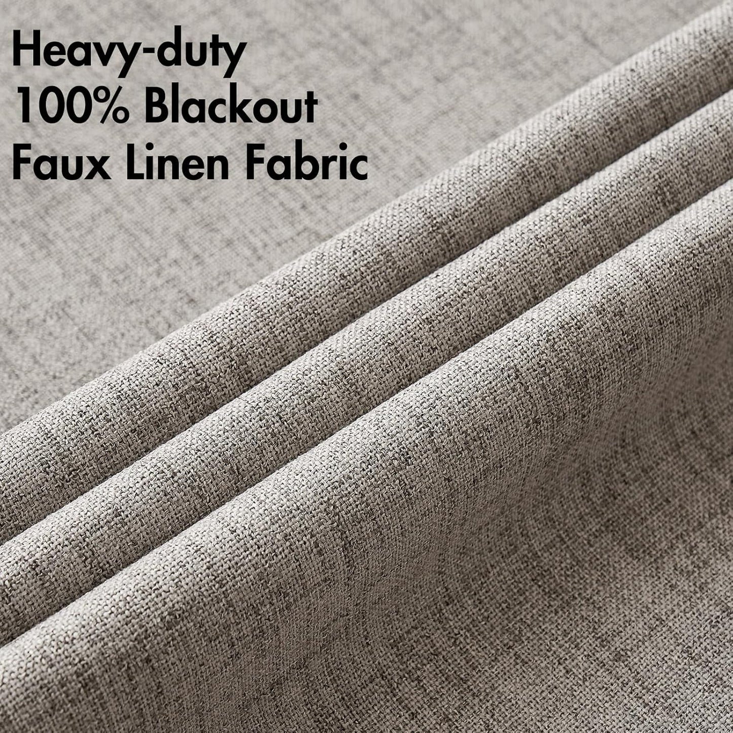 MIULEE 100% Blackout Linen Textured Curtains - Thermal Insulated Room Darkening Drapes | Warm Taupe, 52 x 108 Inch (2 Panels)