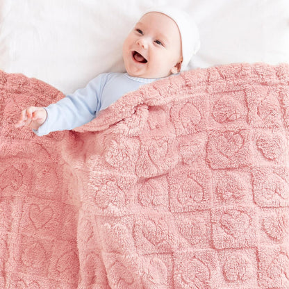 Yurhap Fleece Baby Blanket - Ultra Soft Heart Checkered Design | Cozy Infant Receiving Blanket 30”×40” (Dark Pink)