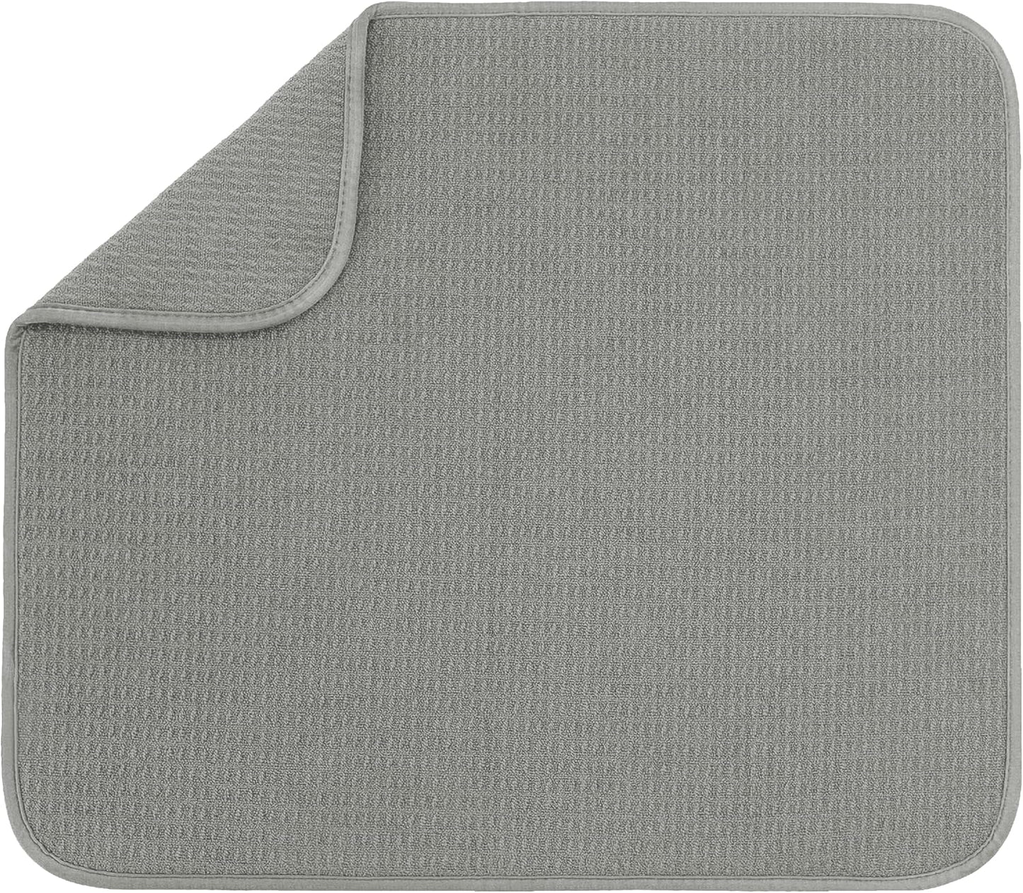 S&T INC. Dish Drying Mat - Absorbent Microfiber Kitchen Counter Pad | 16” x 18” | Large Grey