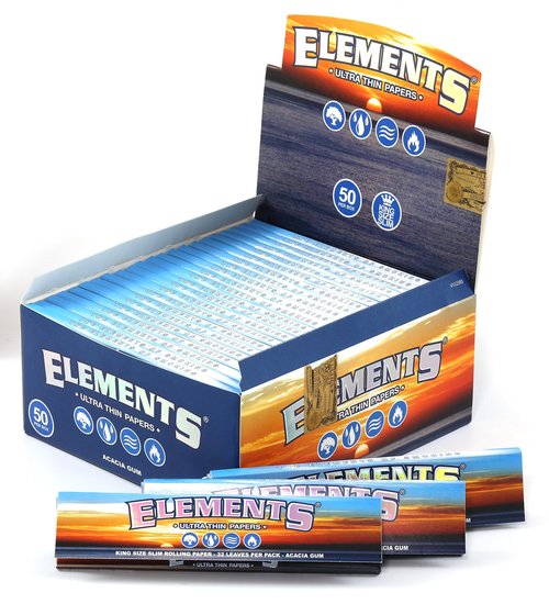 ELEMENTS Slim King Size ULTRA THIN RICE rolling paper - 5 booklets, total 160 papers