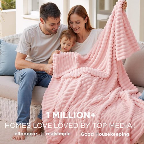 Bedsure GentleSoft Fleece Blanket - Super Soft Coral Pink Throw for Couch, 50x70 Inches