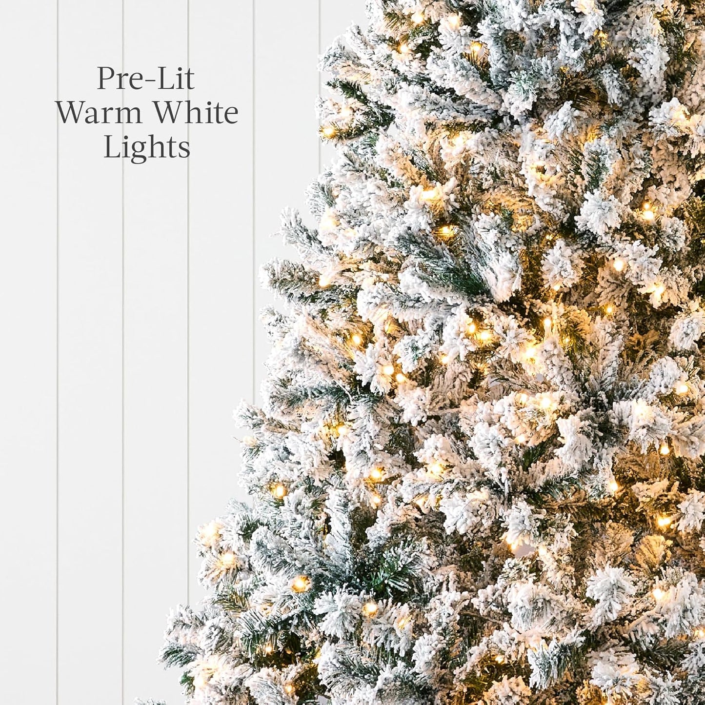 Best Choice Products 9ft Pre-Lit Snow Flocked Artificial Christmas Tree - Full Appearance with Easy Assembly & Metal Stand