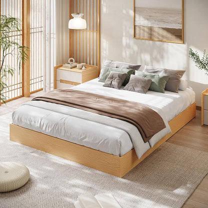 IDEALHOUSE Full Wood Platform Bed Frame with Low Profile Pine Finish - Twin to California King