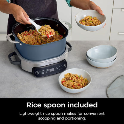 Ninja MC1101 Foodi Cooker Pro - 8-in-1 Versatility, Family-Sized 6.5 Quart, Adjustable Temp Control, Midnight Blue