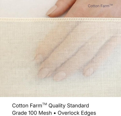 Cotton Farm Grade 100 Cheese Cloths - 100% Unbleached Cotton for Straining & Cooking | 18" x 18" Reusable