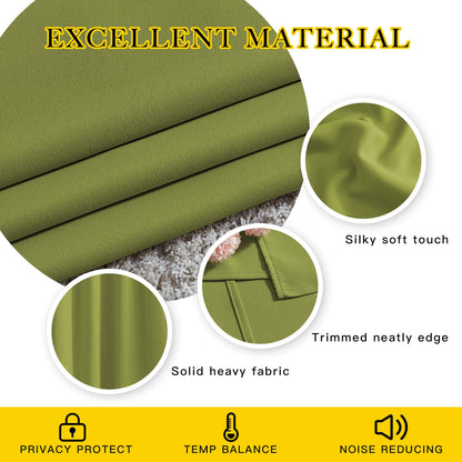 NICETOWN Light Reducing Grommet Curtains - Triple Woven Textured Soft Curtain Panels for Living Room Window Treatment Drapes for Sliding Door (W80 x L108, Fresh Green, 2 Pieces)