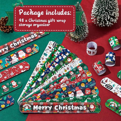 Lewtemi Gift Wrap Holder - 48-Piece Christmas Wrapping Paper Roll Organizer | Metal Strips, 1.2 x 8.7 Inch