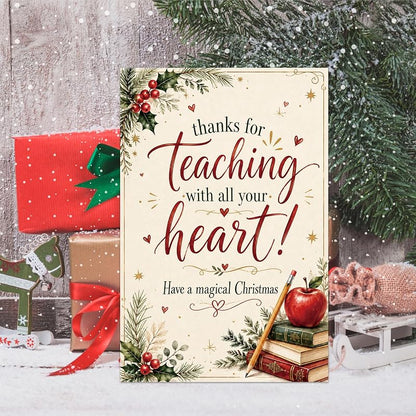 Heollaok Christmas Card for Teacher – White Greeting Card Set