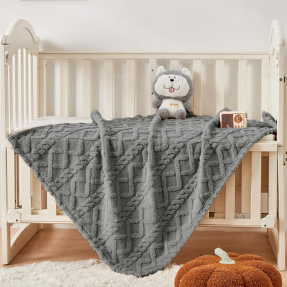 Sherpa Fleece Baby Blanket - Ultra Soft & Fluffy Infant Receiving Blanket | Cozy 30”×40” Grey for Boys & Girls