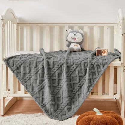 Sherpa Fleece Baby Blanket, Ultra Soft Fluffy Premium Baby Blankets for Boys Girls, Cozy Infant Toddler Newborn Receiving Blankets for Crib Stroller 30”×40” (Grey)
