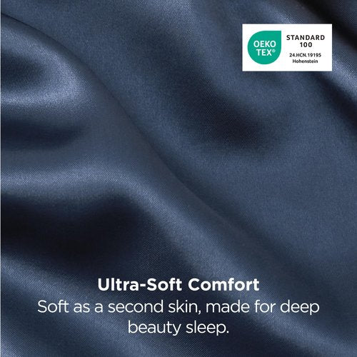 Bedsure King Size Satin Pillowcase Set of 2 - Blue Silky Pillow Cases for Hair and Skin with Envelope Closure, Similar to Silk Pillow Cases, Gifts for Women Men, 20x36 Inches, 2pcs