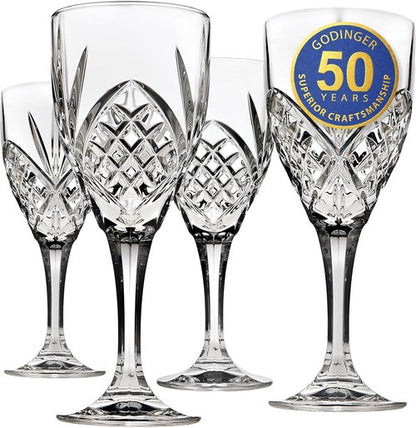Godinger Dublin Wine Glasses - Elegant Stemmed Goblets | 10oz Set of 4 for Stylish Entertaining