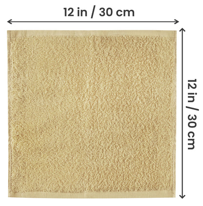 Utopia Towels 12 Pack Cotton Washcloths Set, 100% Ring Spun Cotton, Premium Flannel Face Cloths, Highly Absorbent and Soft Feel Fingertip Towels, Beige