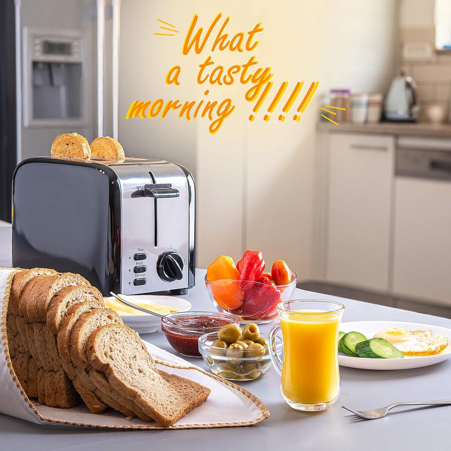 Moss & Stone 2-Slice Toaster - Extra-Wide 1.5-Inch Slots & 5 Shade Settings | Removable Crumb Tray, Black