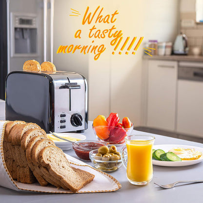 Moss & Stone 2-Slice Toaster - Extra-Wide 1.5-Inch Slots & 5 Shade Settings | Removable Crumb Tray, Black
