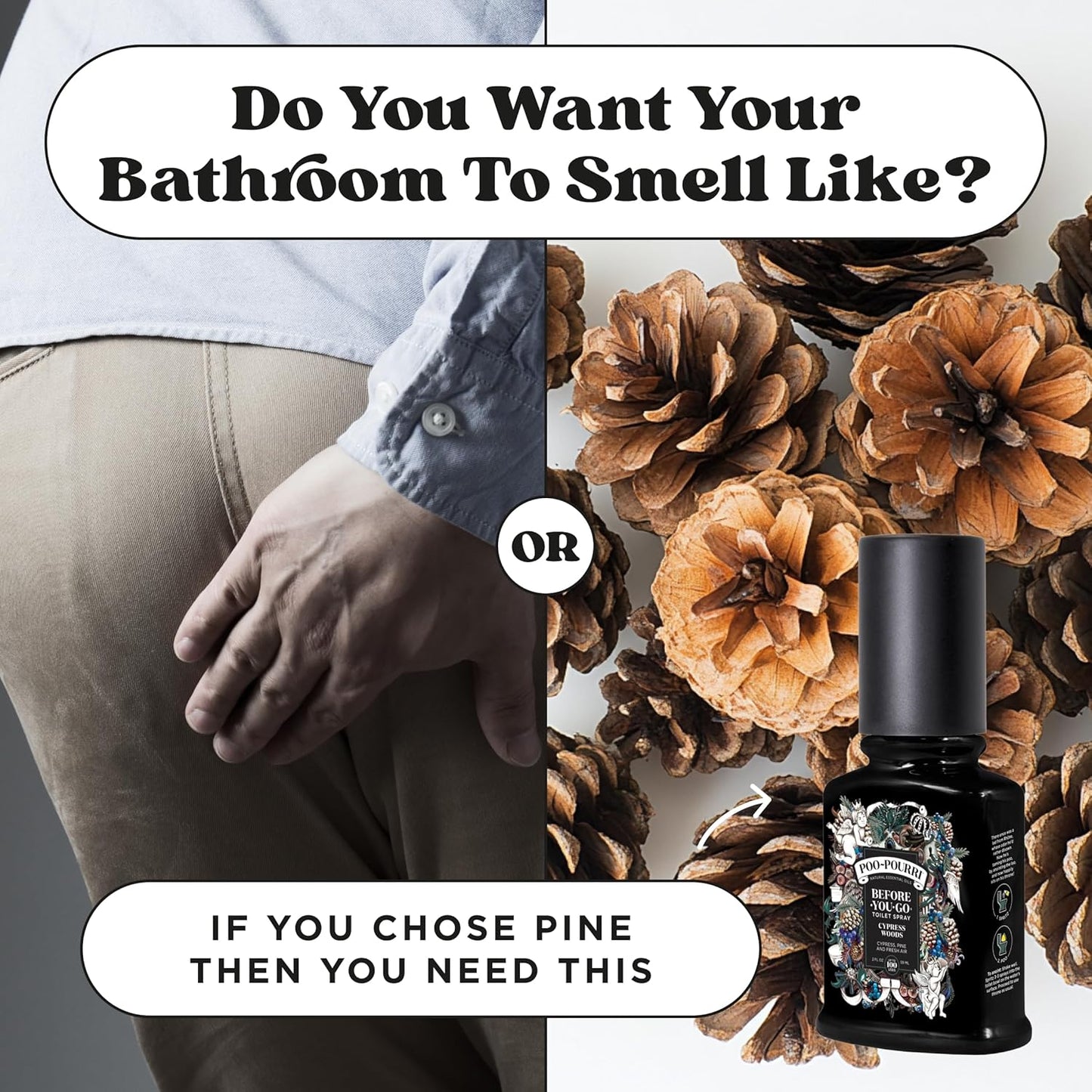 Poo-Pourri Before-You-Go Toilet Spray - Cypress Woods Scent, 2 Fl Oz | Freshen Up Your Bathroom