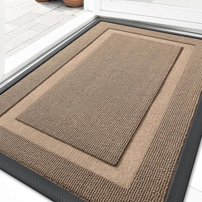 OLANLY Waterproof All-Season Front Door Mat - Sturdy Natural Rubber, Easy Clean | 33x21 Mocha