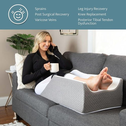 Kolbs Double Leg Elevation Pillow - Post Surgery Support with Stylish Jacquard Cover